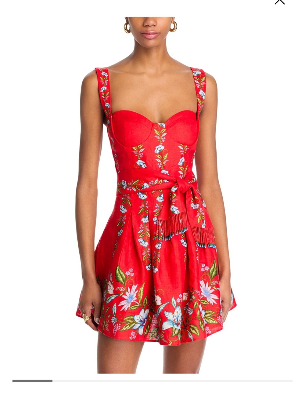 NWT FARM Rio Floral Sweet Bloom Bouquet Red Mini Dress Small